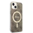 Guess iPhone 14 4G Print MagSafe (GUBPP14SH4EACSW) hátlap, tok és Magsafe vezeték nélküli wireless töltő, barna