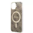 Guess iPhone 14 4G Print MagSafe (GUBPP14SH4EACSW) hátlap, tok és Magsafe vezeték nélküli wireless töltő, barna