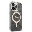 Guess Szett GUBPP14XH4EACSK Tok + Magsafe töltő iPhone 14 Pro Max 6.7" hátlap, 4G Print, fekete