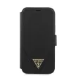 Guess iPhone 12 Pro Max Saffiano Triangle (GUFLBKP12LVSATMLBK) oldalra nyíló tok, fekete