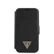 Guess iPhone 12 Mini 5,4" Saffiano Triangle (GUFLBKP12SVSATMLBK) oldalra nyíló tok, fekete