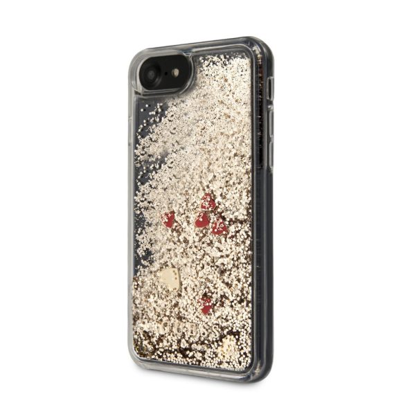 Guess iPhone 7/8/SE (2020) Glitter Floating Hearts, (GUHCI8GLHREGO) hátlap, tok, arany