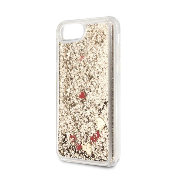 Guess iPhone 7/8/SE (2020) Glitter Floating Hearts, (GUHCI8GLHREGO) hátlap, tok, arany