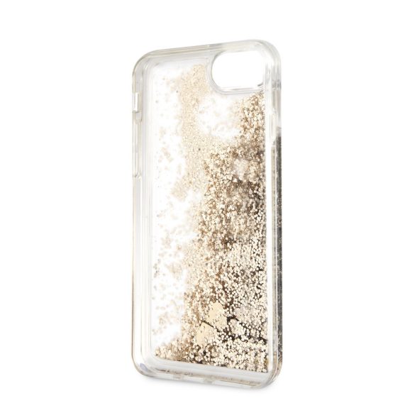 Guess iPhone 7/8/SE (2020) Glitter Floating Hearts, (GUHCI8GLHREGO) hátlap, tok, arany