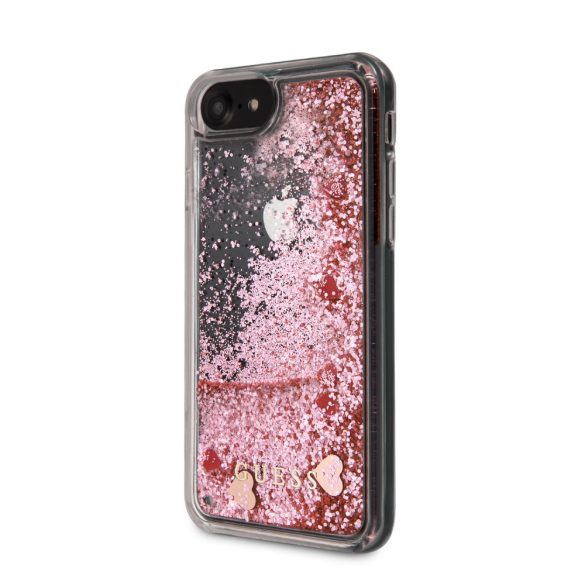 Guess iPhone 7/8/SE (2020) Glitter Floating Hearts, (GUHCI8GLHRERG) hátlap, tok, rózsaszín