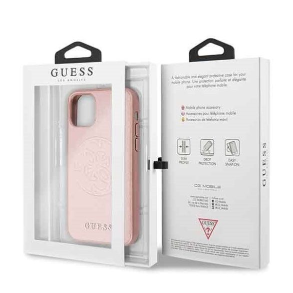 Guess Saffiano 4G Circle iPhone 11 Pro (GUHCN58RSSASRG) hátlap, tok, rozé arany