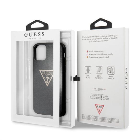 Guess iPhone 11 Pro 4G Solid Glitter (GUHCN58SGTLBK) hátlap, tok, fekete