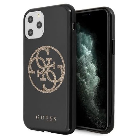 Guess iPhone 11 Pro 4G Glitter Circle Logo (GUHCN58TPUBKGLG) hátlap, tok, fekete