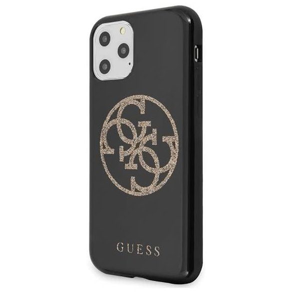 Guess iPhone 11 Pro 4G Glitter Circle Logo (GUHCN58TPUBKGLG) hátlap, tok, fekete