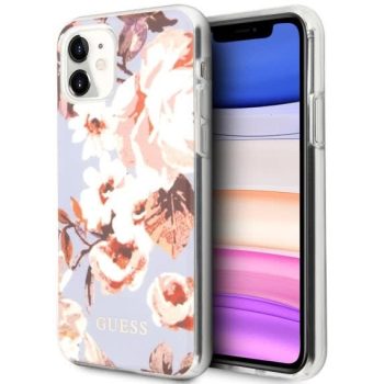   Guess iPhone 11 Flower Shiny N.1 (GUHCN61IMLFL02) hátlap, tok, mintás, színes