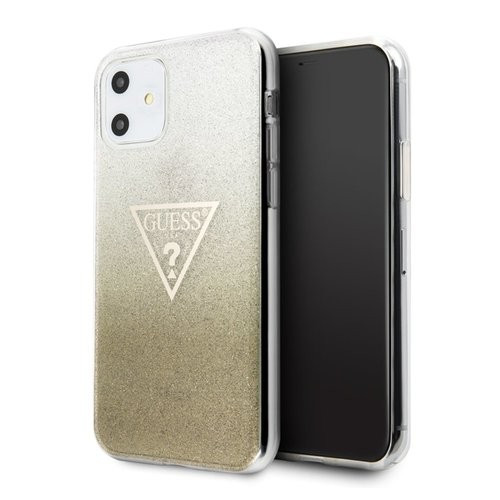 Guess iPhone 11 Solid Glitter (GUHCN61SGTLGO) hátlap, tok, arany