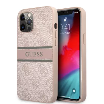   Guess iPhone 12 Pro Max 4G Printed Stripe (GUHCP12L4GDPI) hátlap, tok, rózsaszín
