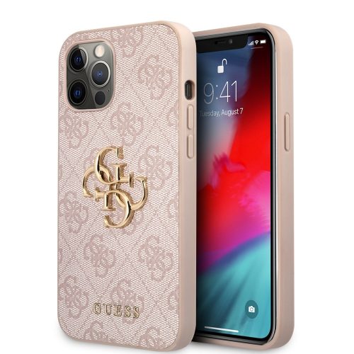 Guess iPhone 12 Pro Max 4G Metal Logo (GUHCP12L4GMGPI) hátlap, tok, rózsaszín