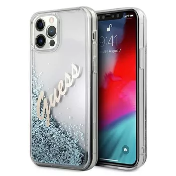   Guess GUHCP12LGLVSBL Glitter Vintage Script iPhone 12 Pro Max 6.7", hátlap, tok, kék