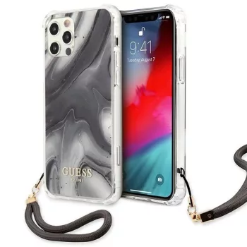  Guess GUHCP12LKSMAGR iPhone 12 Pro Max 6.7" hátlap, tok Marble Collection, szürke