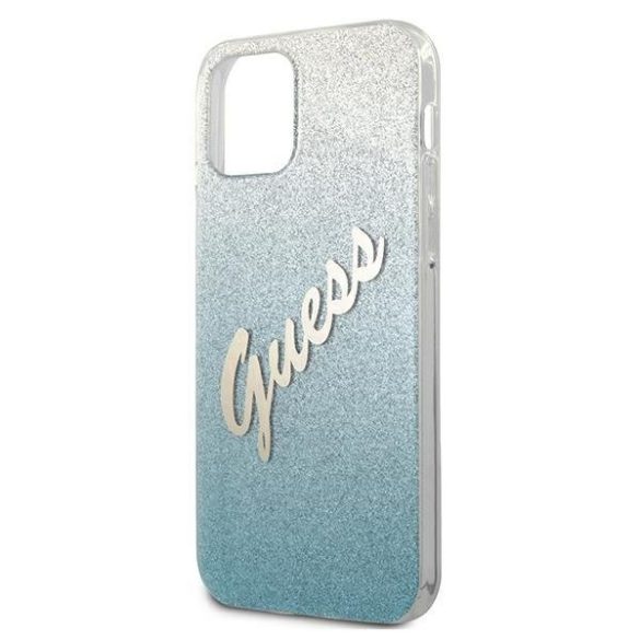 Guess iPhone 12 Pro Max Glitter Gradient Script (GUHCP12LPCUGLSBL) hátlap, tok, kék