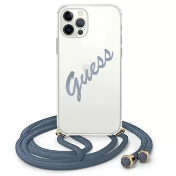   Guess GUHCP12MCRTVSBL iPhone 12/12 Pro 6.1" hátlap, tok Script Vintage, kék