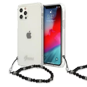   Guess GUHCP12MKPSBK iPhone 12/12 Pro 6.1", átlátszó hátlap, tok Pearl, fekete