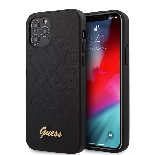 Guess iPhone 12/12 Pro Iridescent Love (GUHCP12MPUILGBK) hátlap, tok, fekete