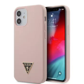   Guess iPhone 12 Mini Metal Triangle (GUHCP12SLSTMLP) hátlap, tok, rózsaszín