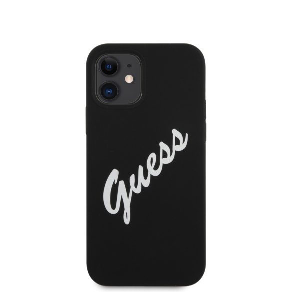 Guess iPhone 12 Mini Silicone Vintage (GUHCP12SLSVSBW) hátlap, tok, fekete