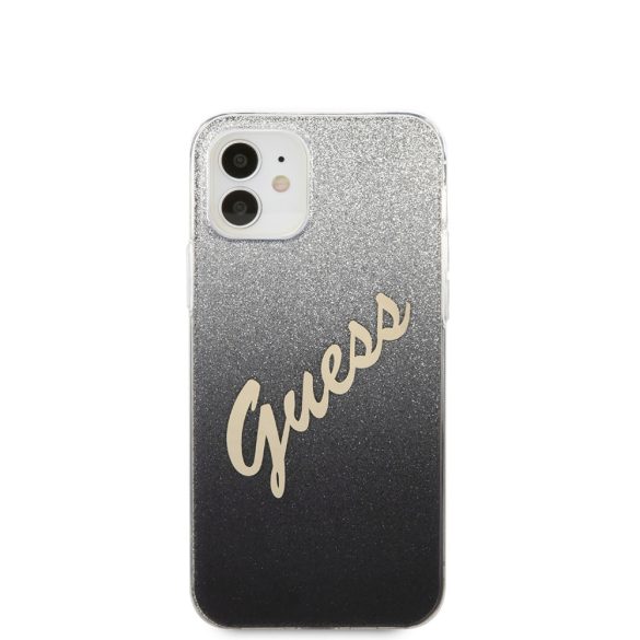 Guess iPhone 12 Mini Vintage Glitter Gradient (GUHCP12SPCUGLSBK) hátlap, tok, fekete