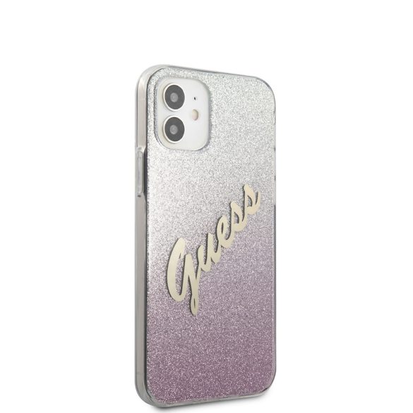 Guess iPhone 12 Mini Vintage Glitter Gradient (GUHCP12SPCUGLSPI) hátlap, tok, rózsaszín