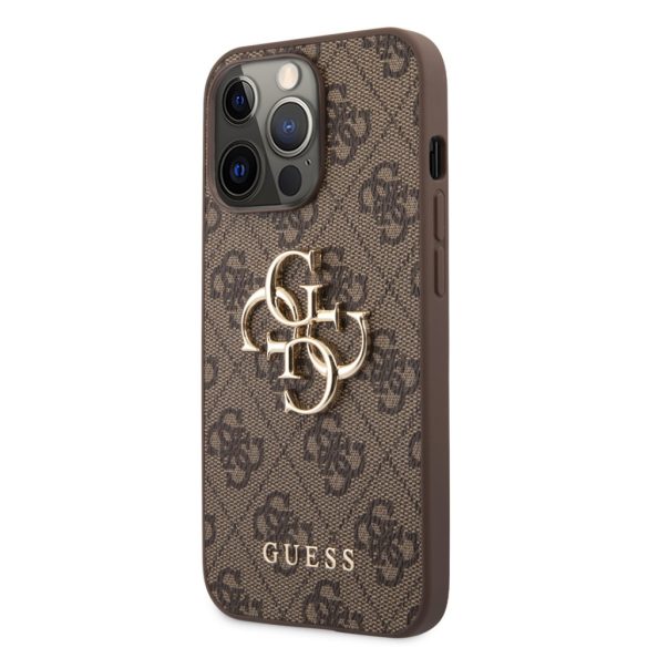 Guess iPhone 13 Pro 4G Big Metal Logo (GUHCP13L4GMGBR) hátlap, tok, barna