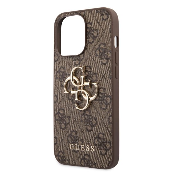 Guess iPhone 13 Pro 4G Big Metal Logo (GUHCP13L4GMGBR) hátlap, tok, barna