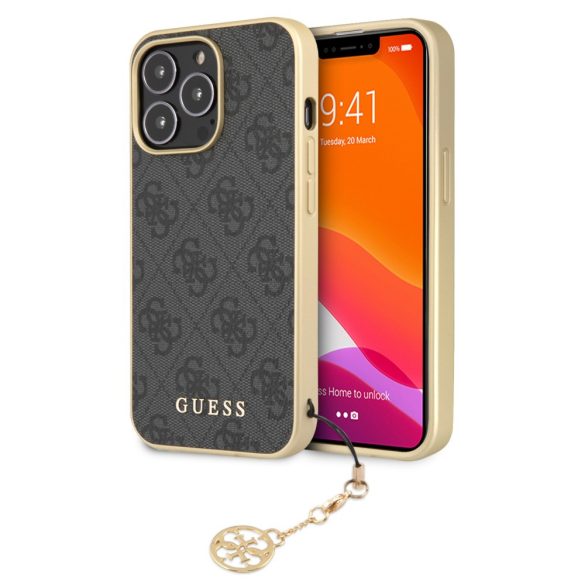 Guess iPhone 13 Pro 4G Charms Collection (GUHCP13LGF4GGR) hátlap, tok, szürke