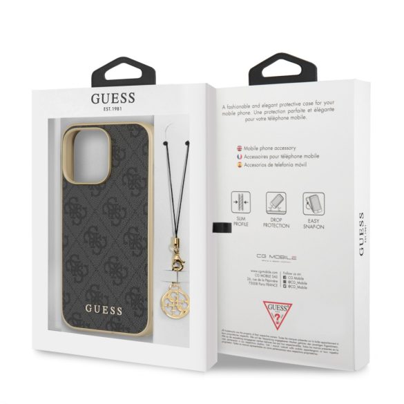 Guess iPhone 13 Pro 4G Charms Collection (GUHCP13LGF4GGR) hátlap, tok, szürke