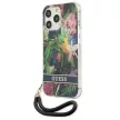 Guess GUHCP13LHFLSB iPhone 13 Pro/13 6.1" hátlap, tok Flower Strap, kék