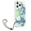 Guess GUHCP13LHFLSN iPhone 13 Pro/13 6.1" hátlap, tok Flower Strap, zöld