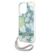 Guess GUHCP13LHFLSN iPhone 13 Pro/13 6.1" hátlap, tok Flower Strap, zöld