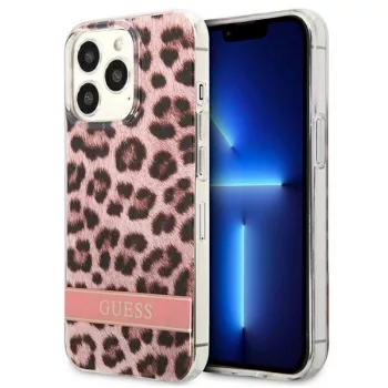   Guess GUHCP13LHSLEOP iPhone 13 Pro/13 6.1" hátlap, tok Leopard, rózsaszín