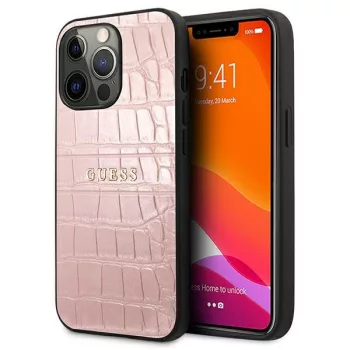   Guess GUHCP13LPCRBPI iPhone 13 Pro/13 6,1" hátlap, tok Croco Strap Collection, rózsaszín