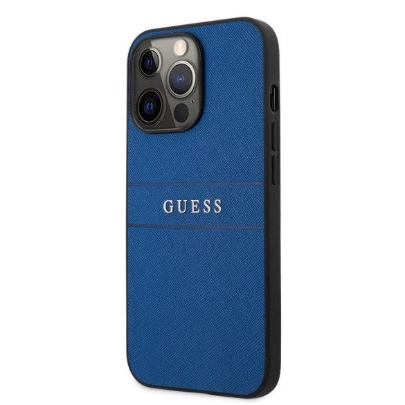 Guess iPhone 13 Pro Saffiano PU Leather (GUHCP13LPSASBBL) hátlap, tok, sötétkék