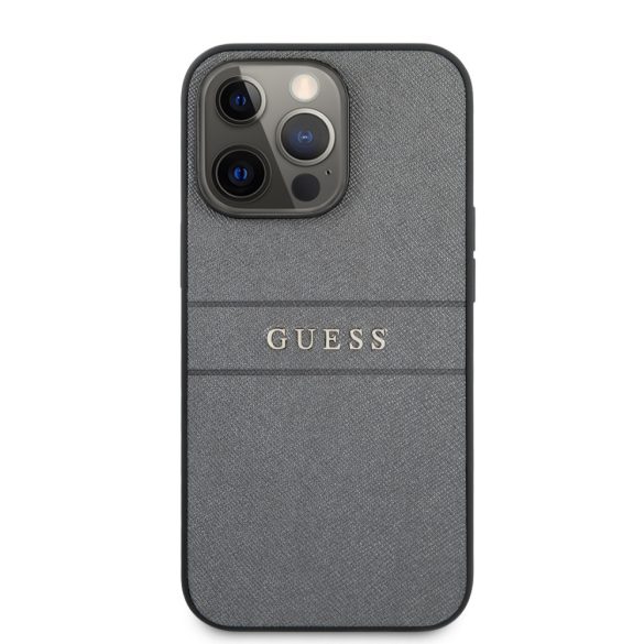 Guess iPhone 13 Pro Saffiano PU Leather (GUHCP13LPSASBGR) hátlap, tok, sötétszürke