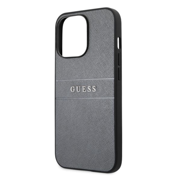 Guess iPhone 13 Pro Saffiano PU Leather (GUHCP13LPSASBGR) hátlap, tok, sötétszürke