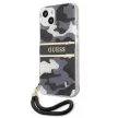 Guess GUHCP13MKCABBK iPhone 13 6.1" hátlap, tok Camo Strap Collection, fekete