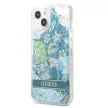 Guess GUHCP13MLFLSN iPhone 13 6.1" hátlap, tok Flower Liquid Glitter, zöld