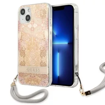   Guess GUHCP13SHFLSD iPhone 13 mini 5.4" hátlap, tok Flower Strap, arany