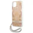 Guess GUHCP13SHFLSD iPhone 13 mini 5.4" hátlap, tok Flower Strap, arany