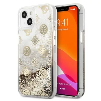   Guess GUHCP13SLGPEGO iPhone 13 mini 5.4" hátlap, tok Peony Liquid Glitter, arany