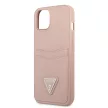Guess iPhone 13 Mini Saffiano Double Card (GUHCP13SPSATPP) hátlap, tok, rózsaszín