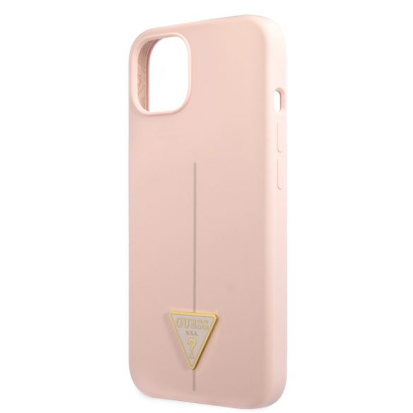 Guess iPhone 13 Mini Silicone Line Triangle (GUHCP13SSLTGP) hátlap, tok, rózsaszín