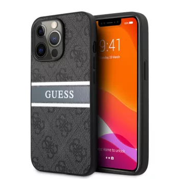   Guess iPhone 13 Pro Max 4G Stripe (GUHCP13X4GDGR) hátlap, tok, sötétszürke