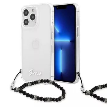   Guess GUHCP13XKPSBK iPhone 13 Pro Max 6.7", átlátszó hátlap, tok Pearl, fekete