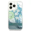 Guess GUHCP13XLFLSN iPhone 13 Pro Max 6.7" hátlap, tok Flower Liquid Glitter, zöld