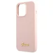 Guess GUHCP13XLSLMGLP iPhone 13 Pro Max 6.7" hátlap, tok Silicone Script Gold Logo, rózsaszín
